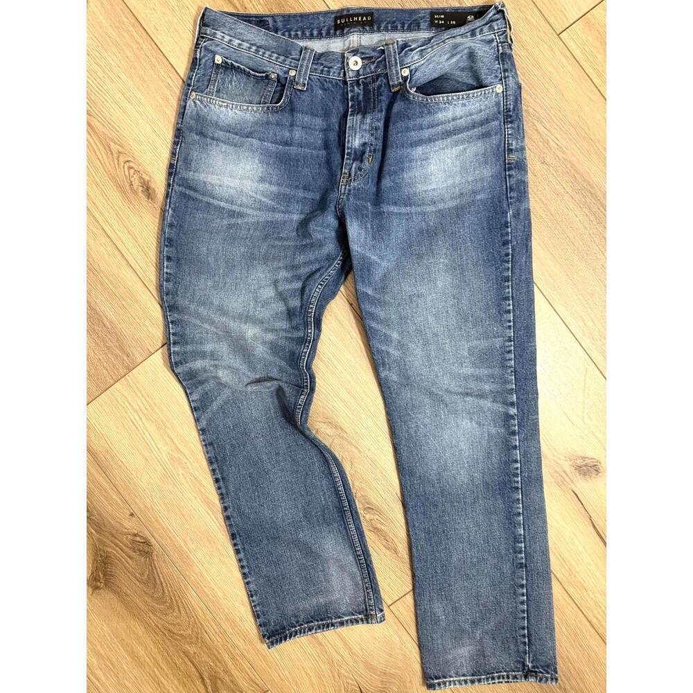 Bullhead Jeans Mens 34x30 Blue Slim Tapered Medium Wash Denim Pants Casual
